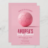 Rosa Fußball-Babydusche Einladung (Vorne/Hinten)