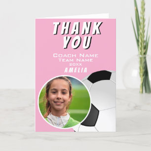 Rosa Fußball-Ball Foto Dankeskarte