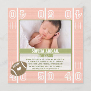 Rosa Fußball-Geburts-Mitteilungen Ankündigung