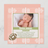 Rosa Fußball - Geburtsankündigungen Ankündigung (Vorne/Hinten)