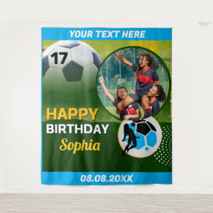 Rosa Fußball-Geburtstag, Fußball-Mädchen-Spielerin Wandteppich