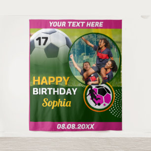 Rosa Fußball-Geburtstag, Fußball-Mädchen-Spielerin Wandteppich