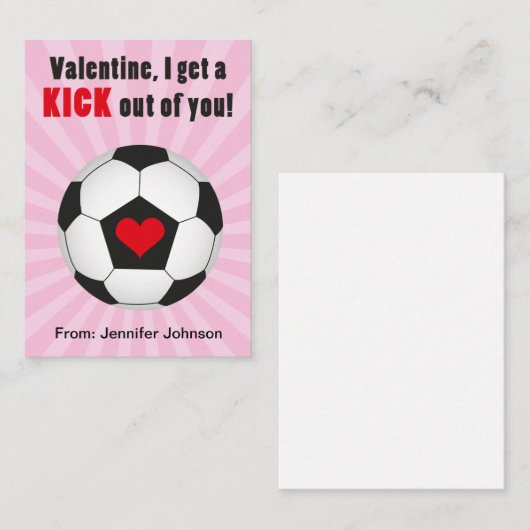Rosa Fußball-Klassenzimmer Valentine Karten für Ki (Vorne/Hinten)