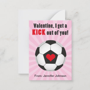 Rosa Fußball-Klassenzimmer Valentine Karten für Ki