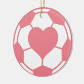 Rosa Fußball mit Herzen Keramik Ornament (Links)