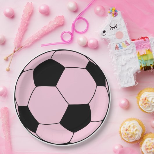Rosa Fußball Pappteller (Party)