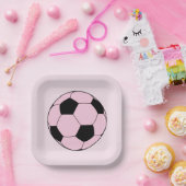 Rosa Fußball Pappteller (Party)