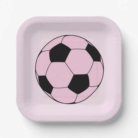 Rosa Fußball Pappteller (Vorderseite)