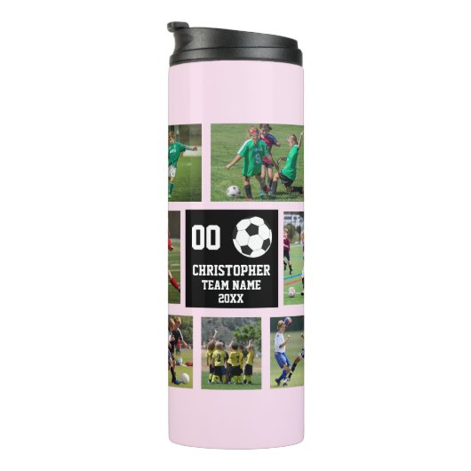 Rosa Fußball Thermosbecher (Nach rechts gedreht)