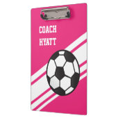 Rosa Fußball-Trainer-personalisiertes Klemmbrett (Links)