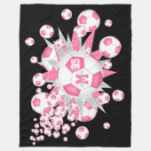 Rosa Fußbällchen: Mädchen-Sportdekoration Fleecedecke (Vorderseite)