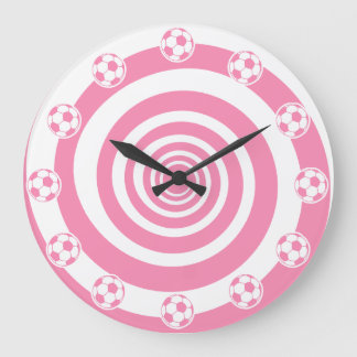 Rosa Fußballstrudel-Schraubenball-Grafik Große Wanduhr