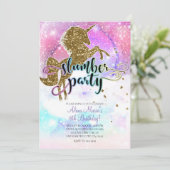Rosa Galaxie Magisches Einhorn Sparkle Slumber Par Einladung (Stehend Vorderseite)