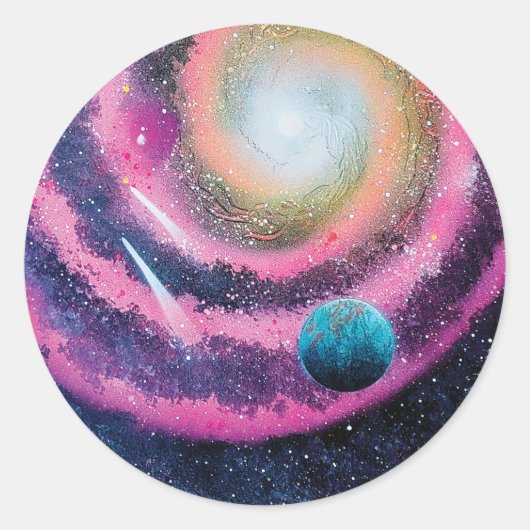 Rosa Galaxie Runder Aufkleber (Vorderseite)