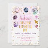 Rosa Galaxy Erster Ausflug rund um die Sonne Gebur Einladung (Vorderseite)