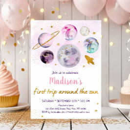 Rosa Galaxy Erster Ausflug rund um die Sonne Gebur Einladung