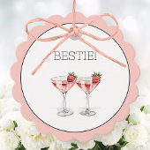Rosa Galentine's Day Gal Pal Strawberry Cocktails Geschenkanhänger