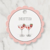 Rosa Galentine's Day Gal Pal Strawberry Cocktails Geschenkanhänger (Vorderseite)