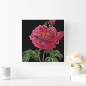 Rosa Gallica Quadratische Wanduhr (Zuhause)