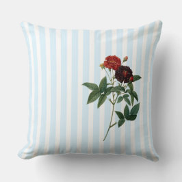 Rosa Gallica Van Eeden Elfenbein & blauer Streifen Kissen