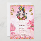 Rosa Ganesha lotus Indische Hochzeitsvorlage Einladung (Vorderseite)