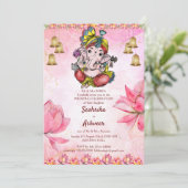 Rosa Ganesha lotus Indische Hochzeitsvorlage Einladung (Stehend Vorderseite)