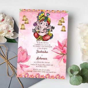 Rosa Ganesha lotus Indische Hochzeitsvorlage Einladung