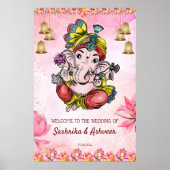 Rosa Ganesha lotus Indischer Hochzeitsempfang Poster (Vorne)
