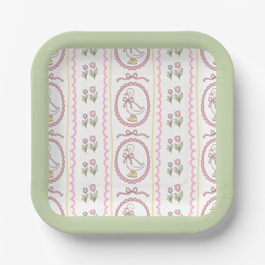 Rosa Gans Baby Shower Eckplatte Pappteller (Vorderseite)