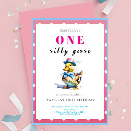 Rosa Gänse 1. Geburtstag Einladung