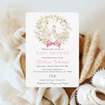 Rosa Gänse Duck Wildblume Kinderdusche Einladung