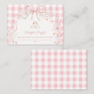 Rosa Gänse-Windel-Raffle1 Gingham Baby-Party Begleitkarte