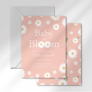 Rosa Gänseblümchen Baby in Blüte Baby Shower Einla Einladung