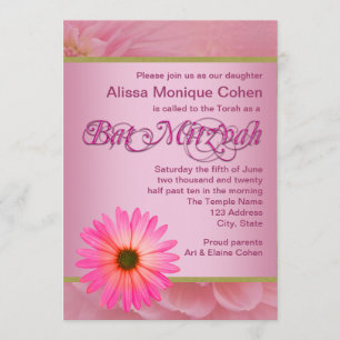 Rosa Gänseblümchen Bat Mitzvah Einladungen