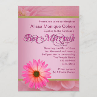 Rosa Gänseblümchen Bat Mitzvah Einladungen
