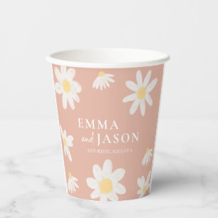Rosa Gänseblümchen-Blumen-Baby-Party-Papierbecher Pappbecher