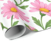 Rosa Gänseblümchen-Blumen-Botanik-Muster-Geschenkp Geschenkpapier (Rolleneckpunkt)