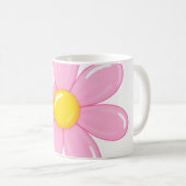 Rosa Gänseblümchen-Blumen-Tasse Kaffeetasse (VorderseiteRechts)