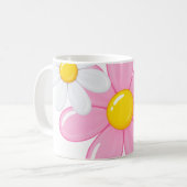 Rosa Gänseblümchen-Blumen-Tasse Kaffeetasse (Vorderseite Links)