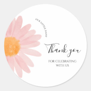 Rosa Gänseblümchen Geburtstagsgeschenk Tags Danke Runder Aufkleber
