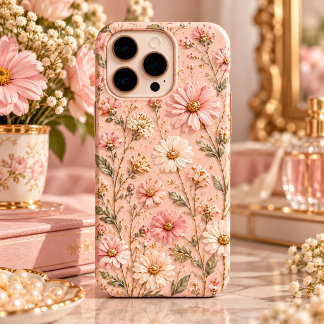 Rosa Gänseblümchen Gold Botanisch iPhone 16 Pro Max Hülle