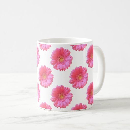 Rosa Gänseblümchen Kaffeetasse (VorderseiteRechts)