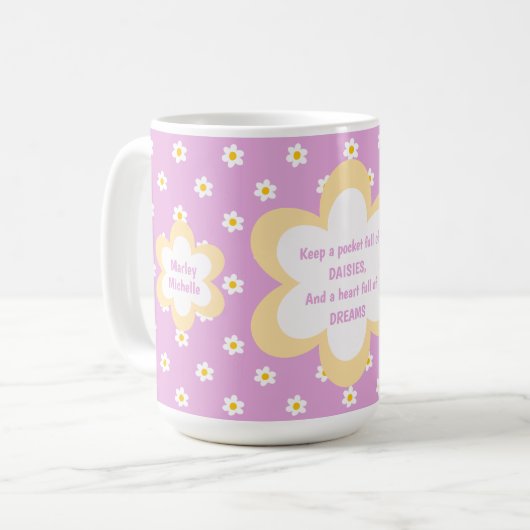 Rosa Gänseblümchen-Kette 450g Klassiker Kaffeetasse (Vorderseite Links)