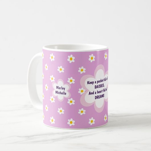 Rosa Gänseblümchen-Kette Klassiker Kaffeetasse (Vorderseite Links)