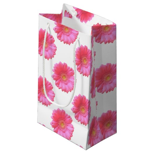 Rosa Gänseblümchen Kleine Geschenktüte (Vorderseite Schrägansicht)