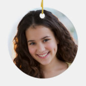 Rosa Gänseblümchen-Mädchen-Foto-Verzierung Keramik Ornament (Hinten)