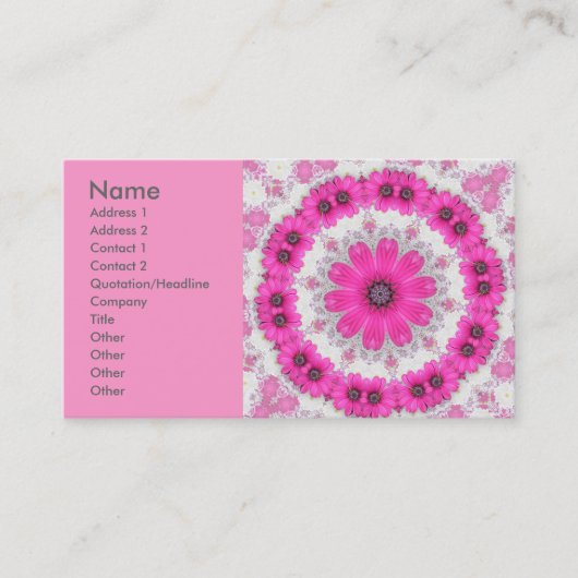 rosa Gänseblümchen-Mandala keine 4 Visitenkarte (Vorderseite)