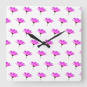 Rosa Gänseblümchen Quadratische Wanduhr