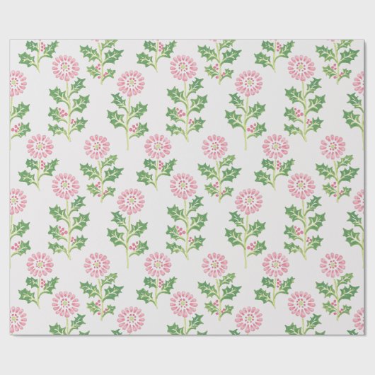 Rosa Gänseblümchen und Weihnachts-Wrap-Papier mit  Geschenkpapier (Flach)
