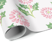 Rosa Gänseblümchen und Weihnachts-Wrap-Papier mit  Geschenkpapier (Rolleneckpunkt)